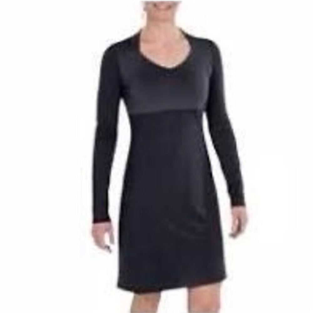 Mountain Hardwear Black Long Sleeve V-Neck‎ Performance Travel Dress Medium EUC